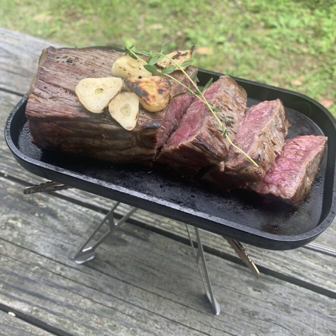 ロックパンで肉を焼く