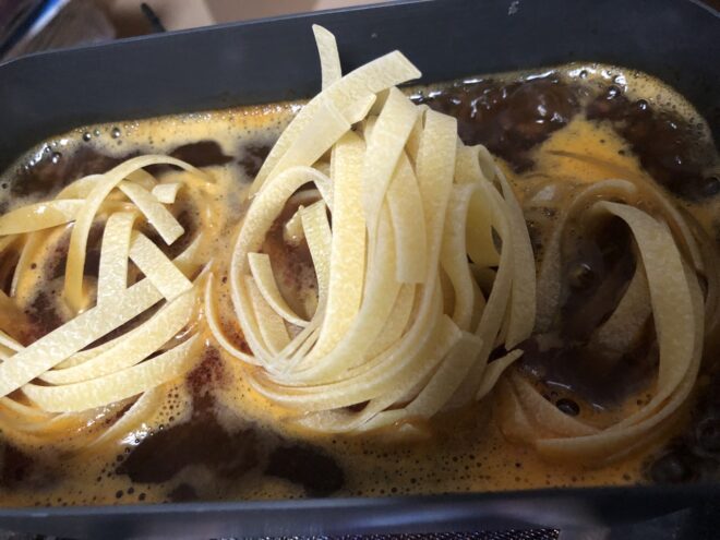 入れた直後のパスタ