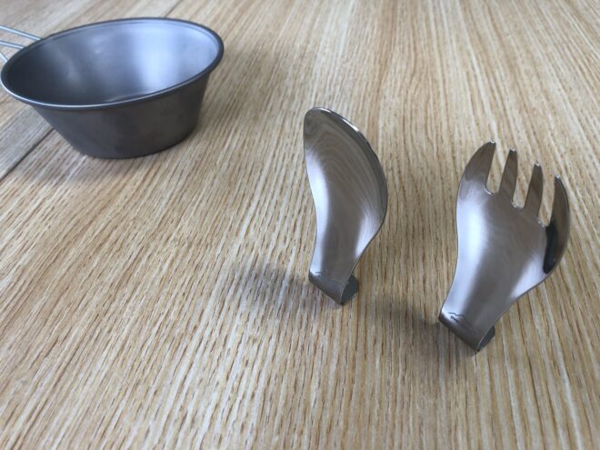シェラカップとStanding fork spoon titanium