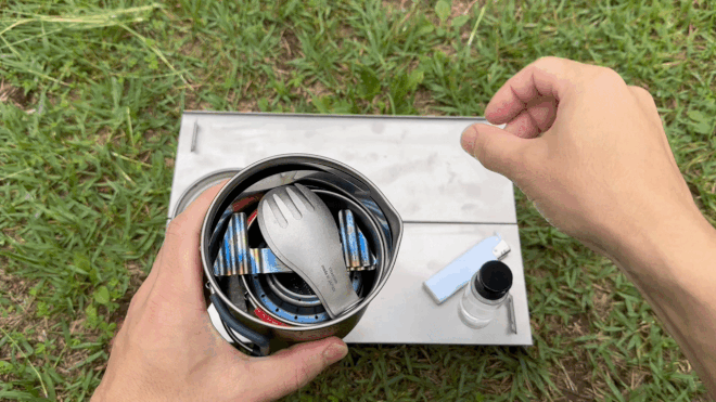 クッカーに収納できるほどのコンパクトさ